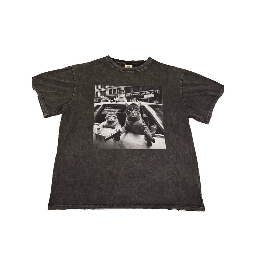 Comfort Colors XL Black Wash Gangster Cats Short Sleeve T-shirt